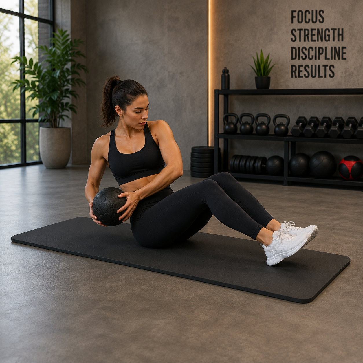 FitSynca Exercise Mat | 10mm | 78×51 Inch | Black