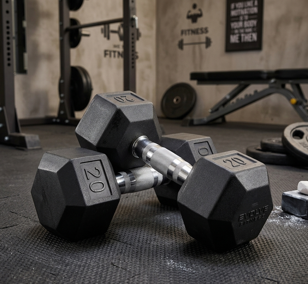 FitSynca 20 LB Rubber Coated Cast Iron Dumbbells