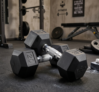FitSynca 20 LB Rubber Coated Cast Iron Dumbbells