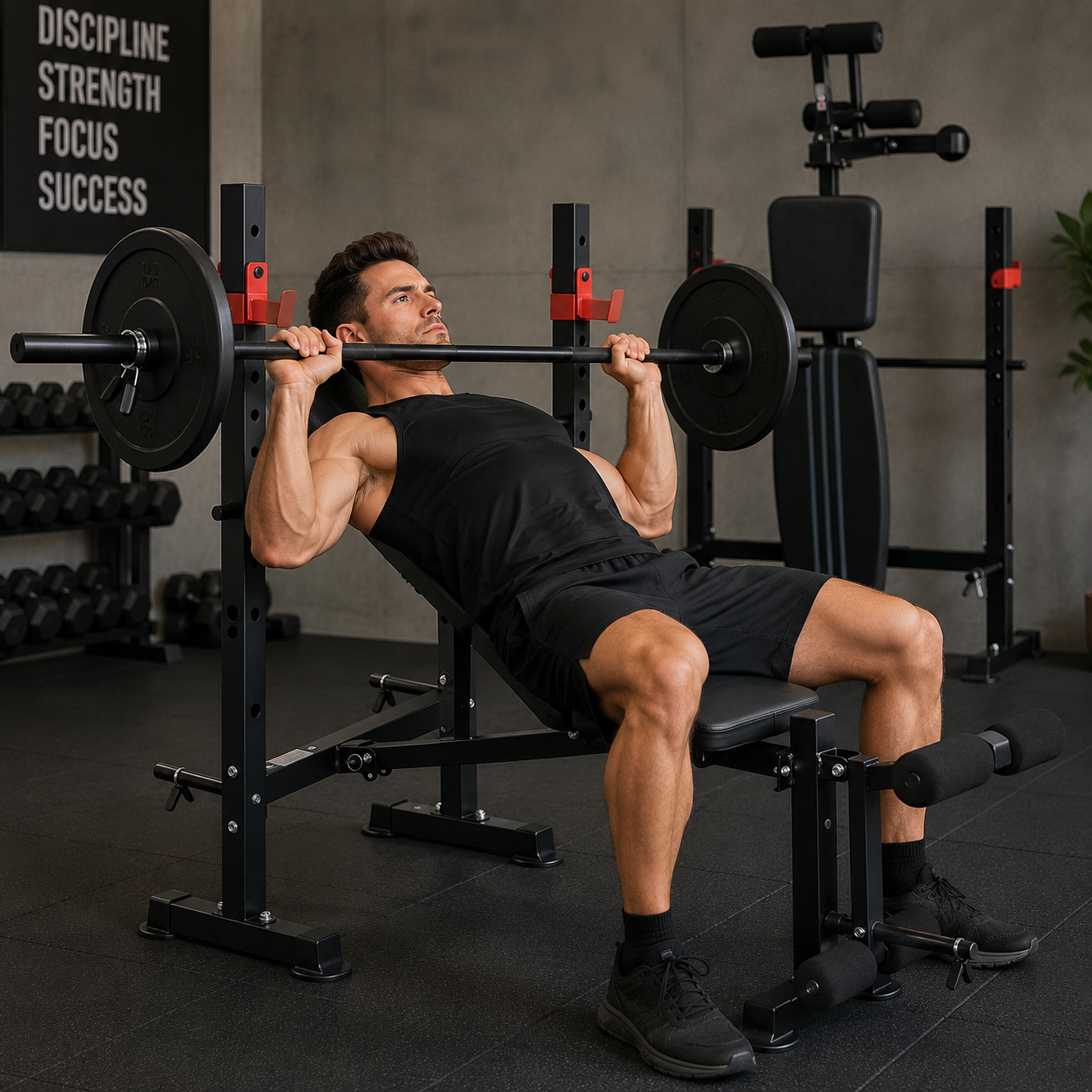 FitSynca Adjustable Weight Bench with Rack